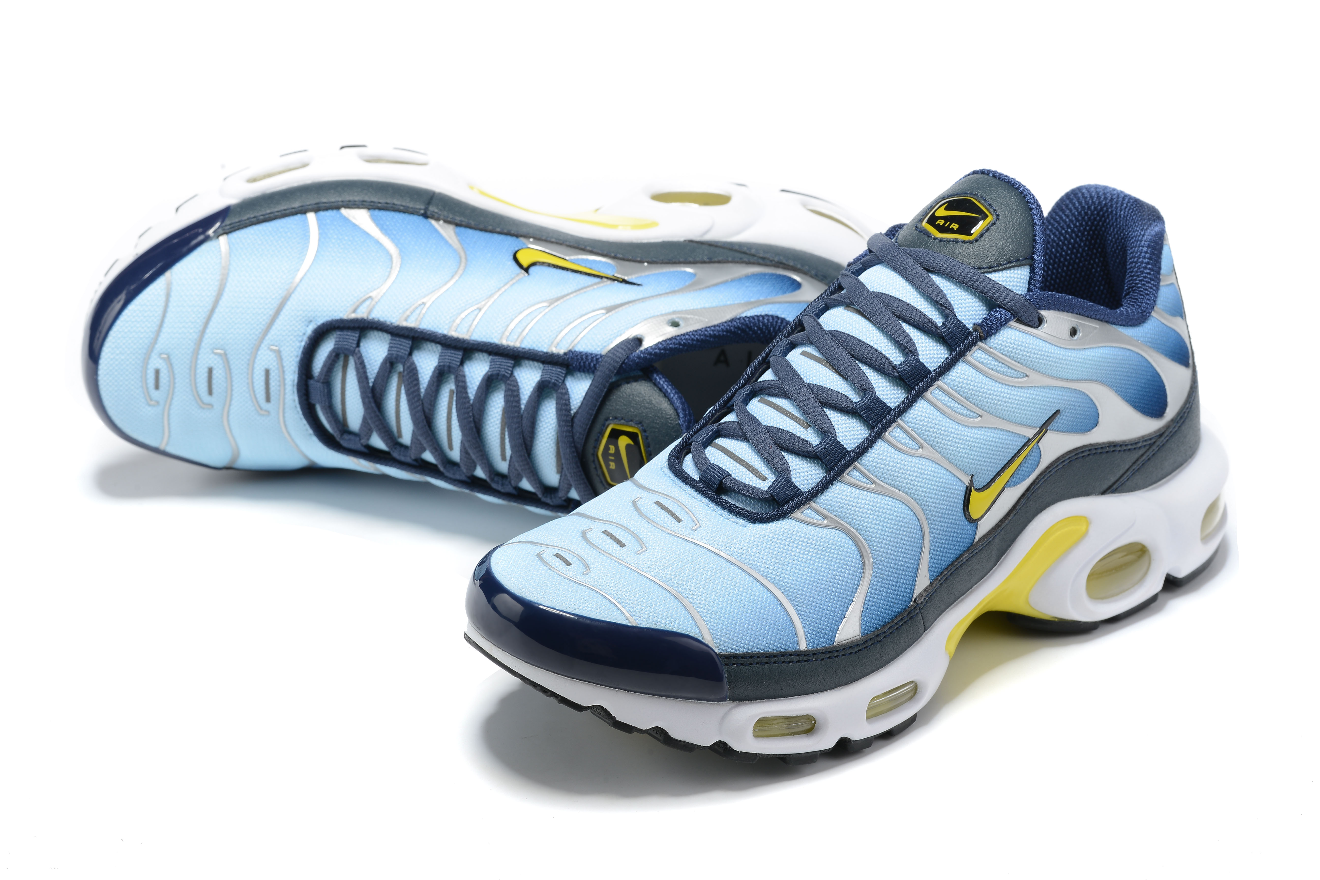New Nike Air Max Plus Light Blue Yellow White Shoes